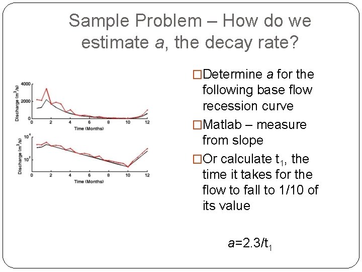 Sample Problem – How do we estimate a, the decay rate? �Determine a for