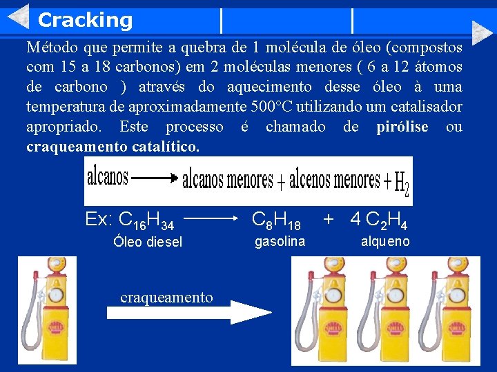 Cracking Método que permite a quebra de 1 molécula de óleo (compostos com 15
