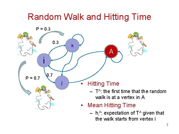 Random Walk and Hitting Time P = 0. 3 k A i P = Random Walk and Hitting Time P = 0. 3 k A i P =
