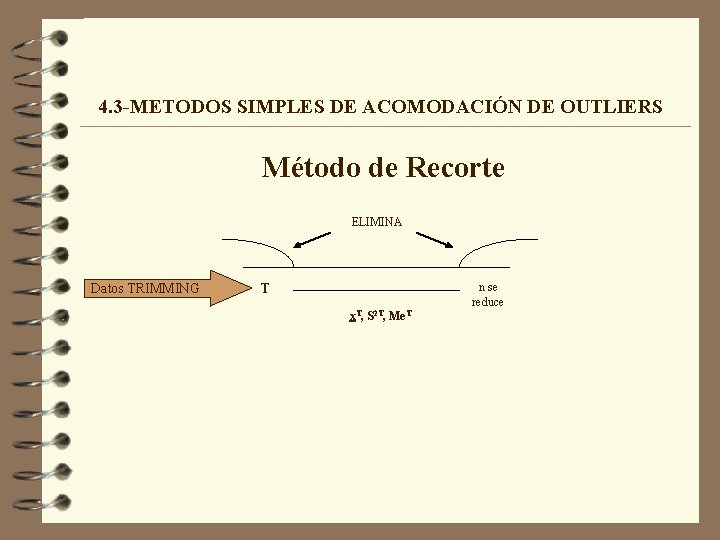 4. 3 -METODOS SIMPLES DE ACOMODACIÓN DE OUTLIERS Método de Recorte ELIMINA Datos TRIMMING 4. 3 -METODOS SIMPLES DE ACOMODACIÓN DE OUTLIERS Método de Recorte ELIMINA Datos TRIMMING