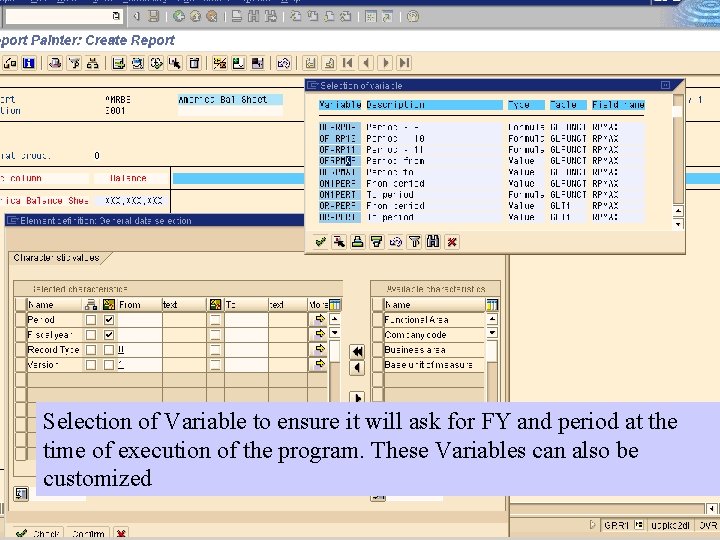 Selection of Variable to ensure it will ask for FY and period at the