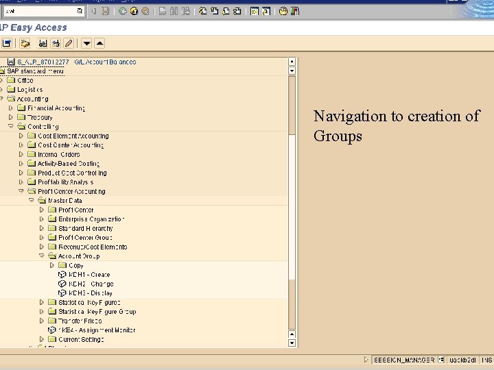 Navigation to creation of Groups 