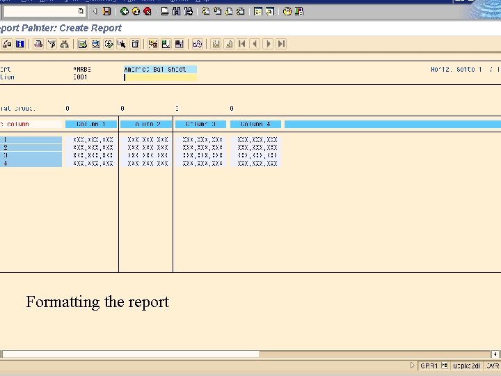 Formatting the report 