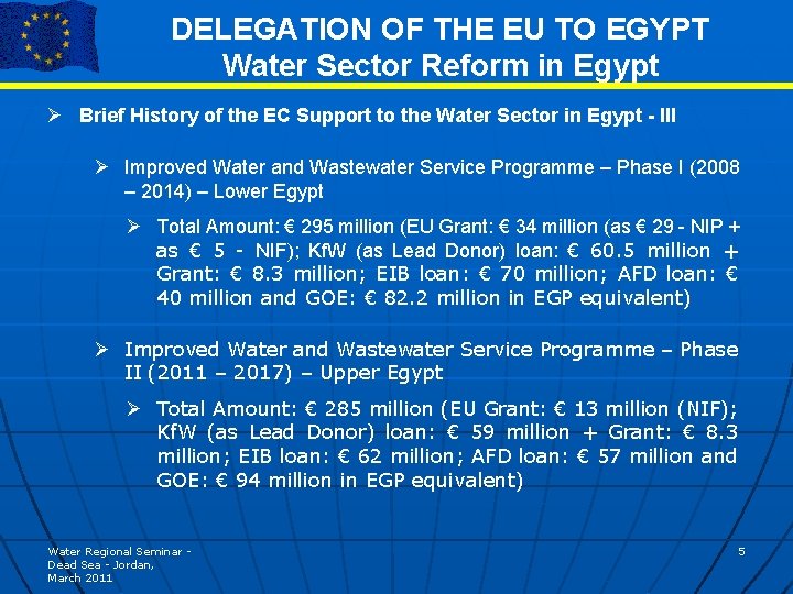 DELEGATION OF THE EU TO EGYPT Water Sector Reform in Egypt Ø Brief History