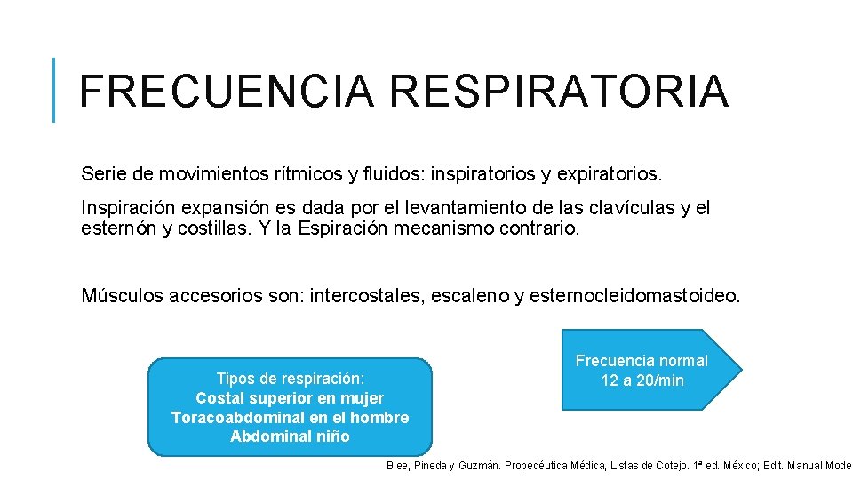 FRECUENCIA RESPIRATORIA Serie de movimientos rítmicos y fluidos: inspiratorios y expiratorios. Inspiración expansión es