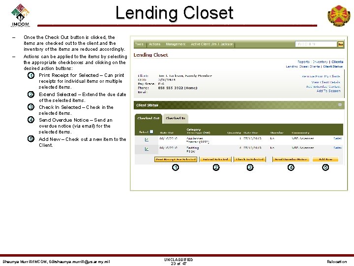 Lending Closet – – Once the Check Out button is clicked, the items are