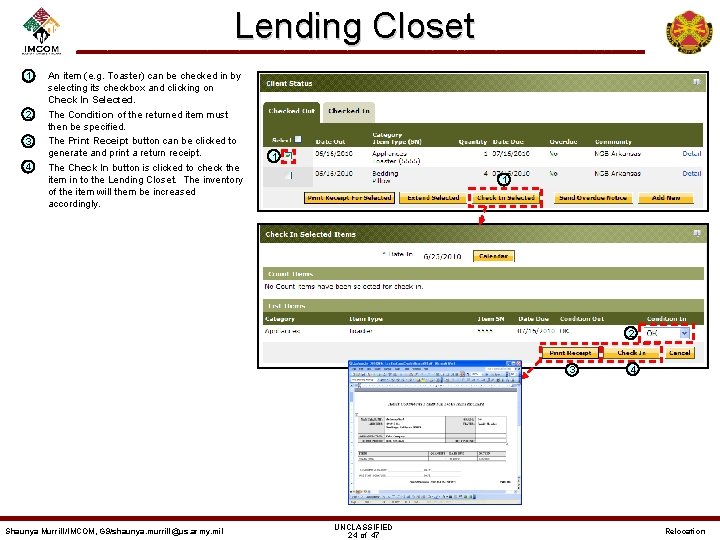 Lending Closet – 1 – 2 – 3 – 4 An item (e. g.