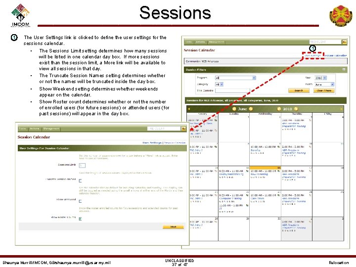 Sessions – 1 The User Settings link is clicked to define the user settings