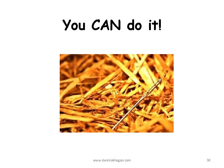 You CAN do it! www. dennis. Ahogan. com 38 
