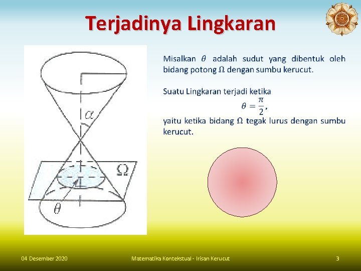 Terjadinya Lingkaran 04 Desember 2020 Matematika Kontekstual - Irisan Kerucut 3 