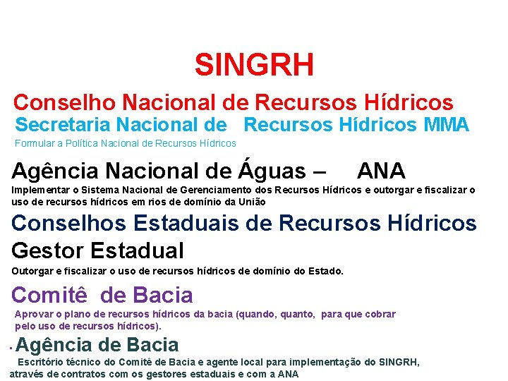 SIMPÓSIO GAÚCHO DAS ÁGUAS SINGRH Conselho Nacional de Recursos Hídricos Secretaria Nacional de Recursos