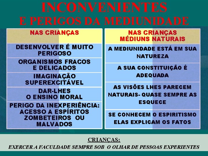 INCONVENIENTES E PERIGOS DA MEDIUNIDADE NAS CRIANÇAS DESENVOLVER É MUITO PERIGOSO ORGANISMOS FRACOS E