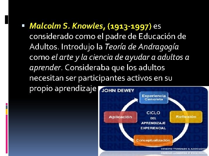  Malcolm S. Knowles, (1913 -1997) es considerado como el padre de Educación de