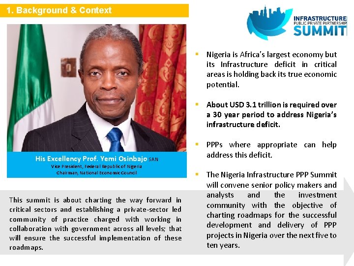 1. Background & Context § Nigeria is Africa’s largest economy but its Infrastructure deficit