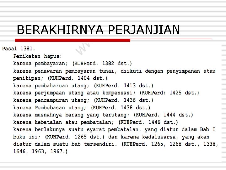 BERAKHIRNYA PERJANJIAN 