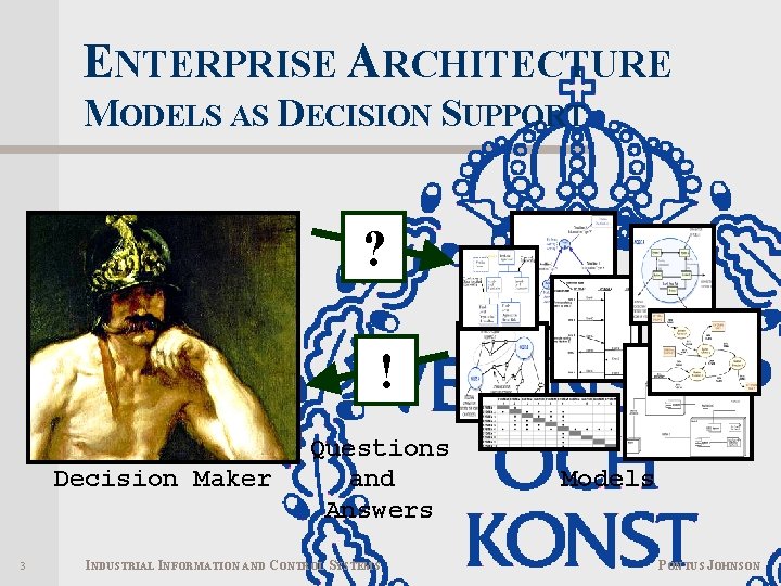ENTERPRISE ARCHITECTURE MODELS AS DECISION SUPPORT ? ! Decision Maker 3 Questions and Answers