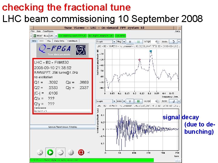 checking the fractional tune LHC beam commissioning 10 September 2008 signal decay (due to