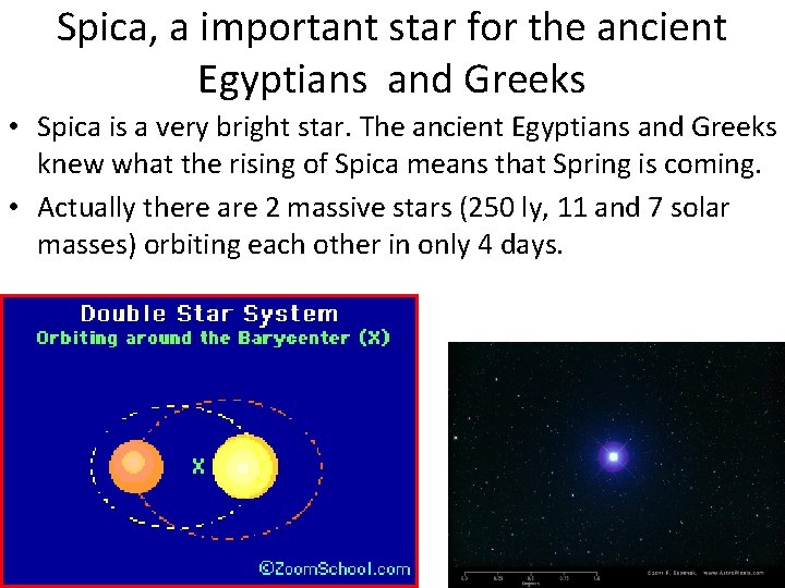 Spica, a important star for the ancient Egyptians and Greeks • Spica is a Spica, a important star for the ancient Egyptians and Greeks • Spica is a