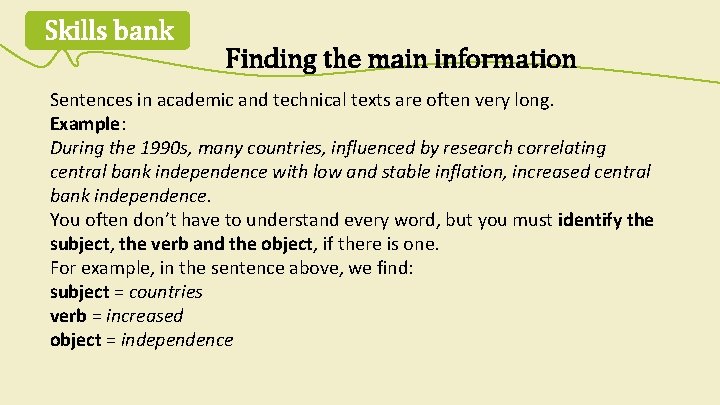 Unit 6 CENTRAL BANKS Skills focus Reading locating