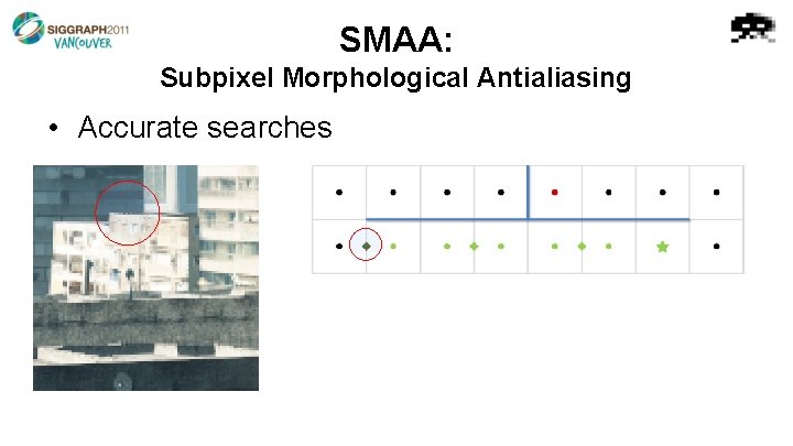 SMAA: Subpixel Morphological Antialiasing • Accurate searches 