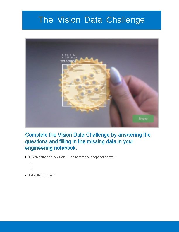 The Vision Data Challenge Complete the Vision Data Challenge by answering the questions and