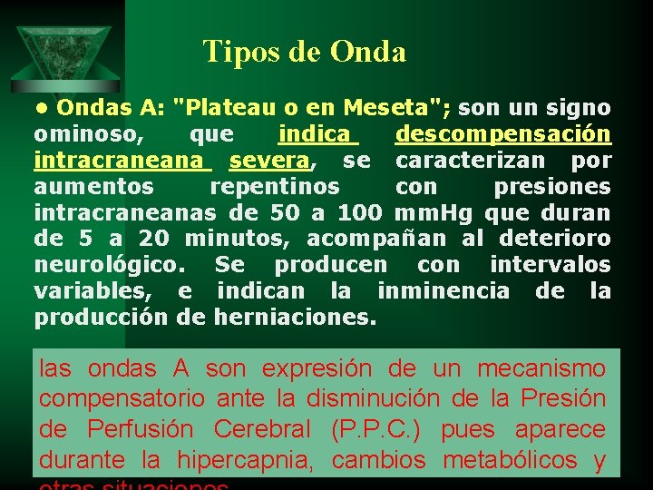 Tipos de Onda • Ondas A: "Plateau o en Meseta"; son un signo ominoso,