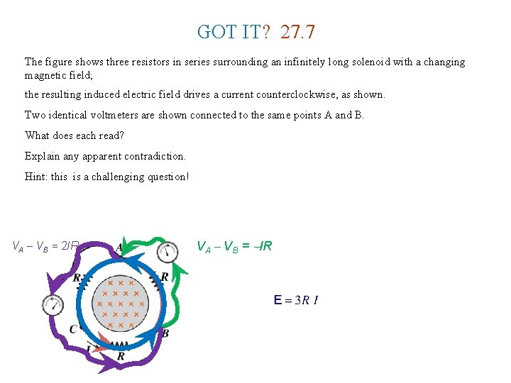 GOT IT? 27. 7 The figure shows three resistors in series surrounding an infinitely