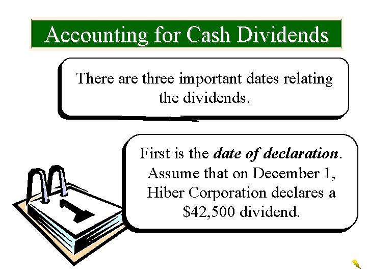 Accounting for Cash Dividends There are three important dates relating the dividends. First is