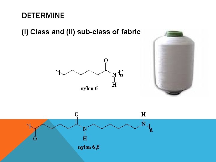 DETERMINE (i) Class and (ii) sub-class of fabric 