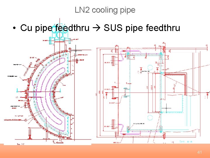 LN 2 cooling pipe • Cu pipe feedthru SUS pipe feedthru 41 