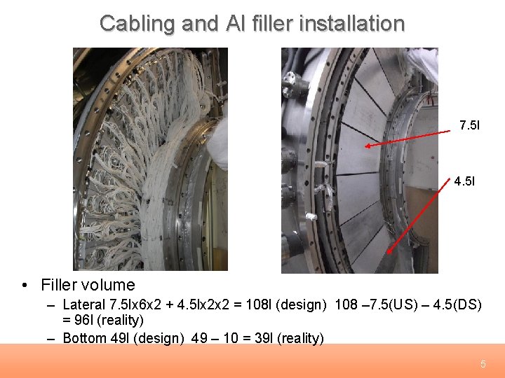 Cabling and Al filler installation 7. 5 l 4. 5 l • Filler volume