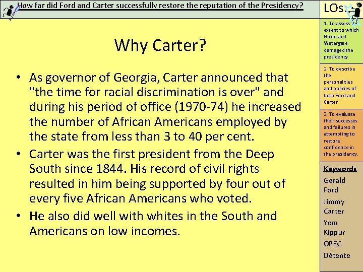 How far did Ford and Carter successfully restore the reputation of the Presidency? Why