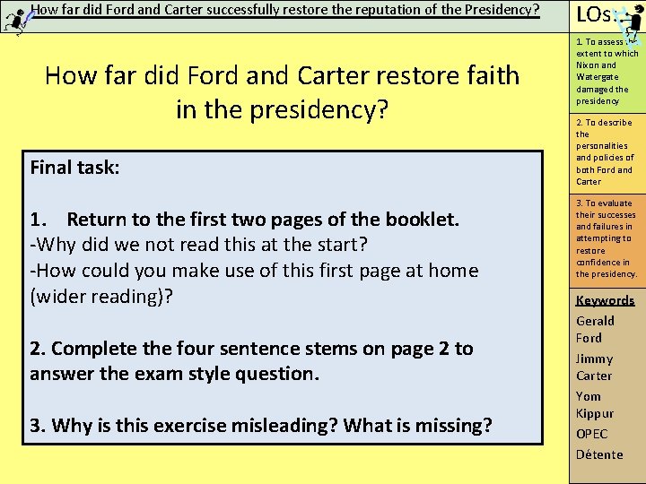 How far did Ford and Carter successfully restore the reputation of the Presidency? How