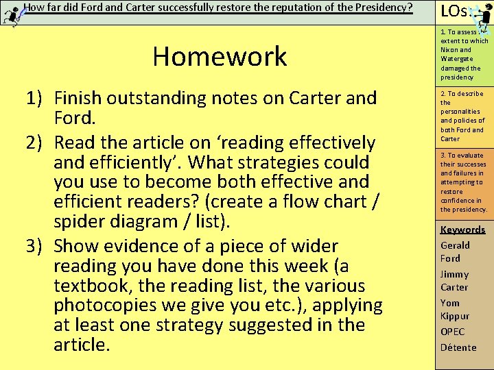 How far did Ford and Carter successfully restore the reputation of the Presidency? Homework