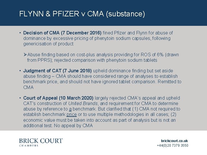 FLYNN & PFIZER v CMA (substance) • Decision of CMA (7 December 2016) fined
