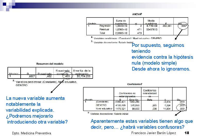 Por supuesto, seguimos teniendo evidencia contra la hipótesis nula (modelo simple) Desde ahora lo