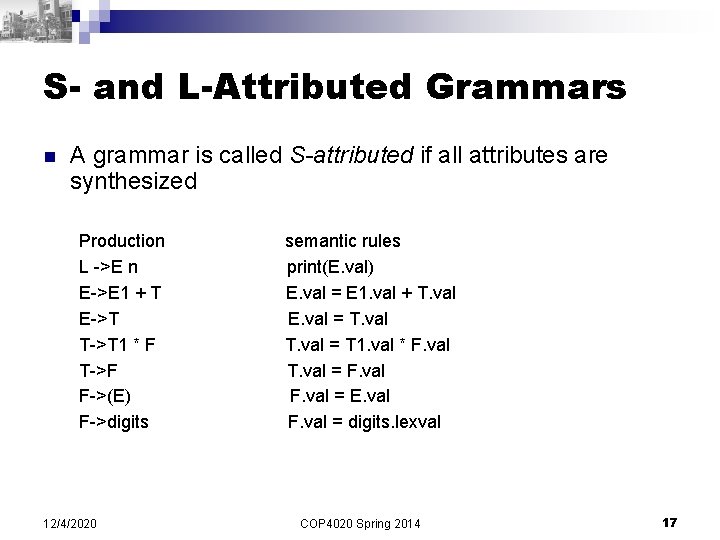 COP 4020 Programming Languages Semantics Prof Xin Yuan