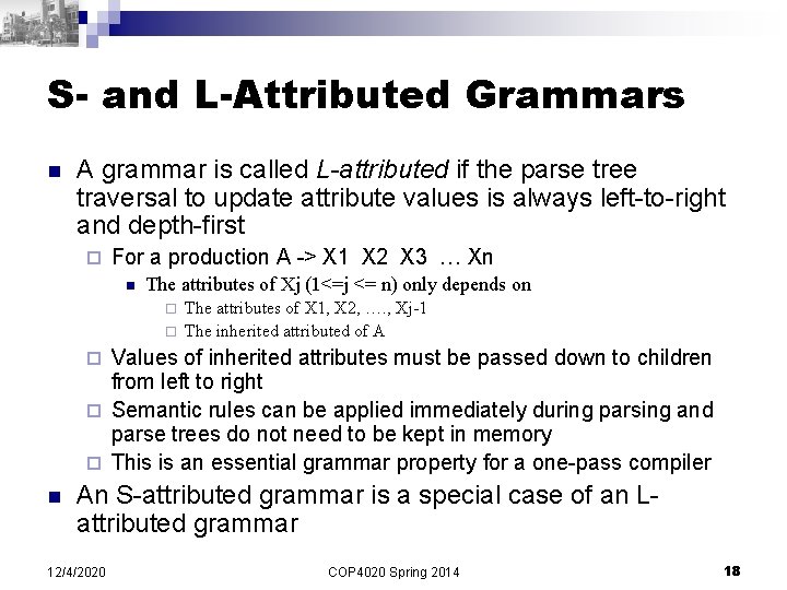 COP 4020 Programming Languages Semantics Prof Xin Yuan