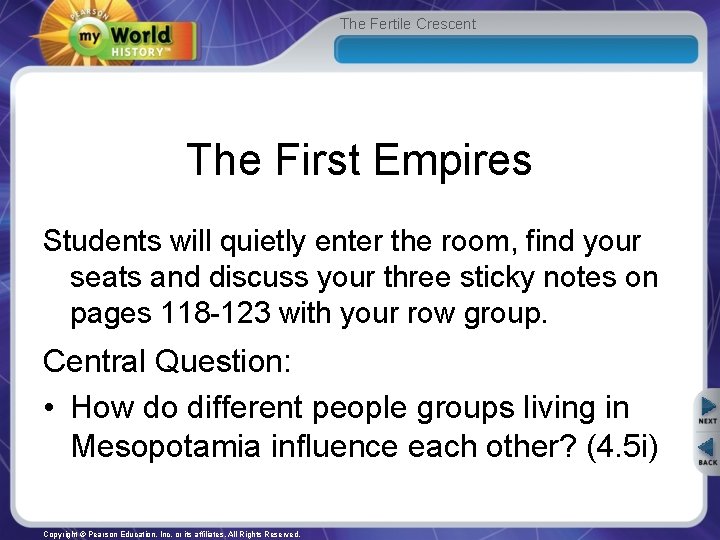 The Fertile Crescent The First Empires Students will quietly enter the room, find your
