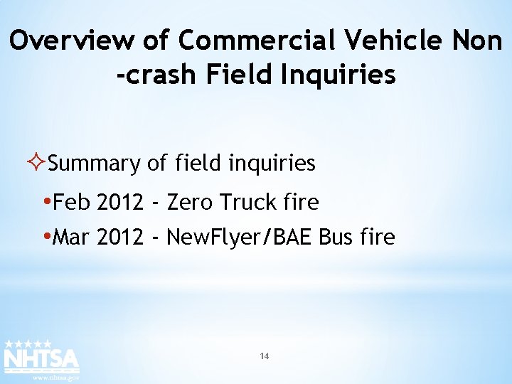 Overview of Commercial Vehicle Non -crash Field Inquiries ²Summary of field inquiries • Feb