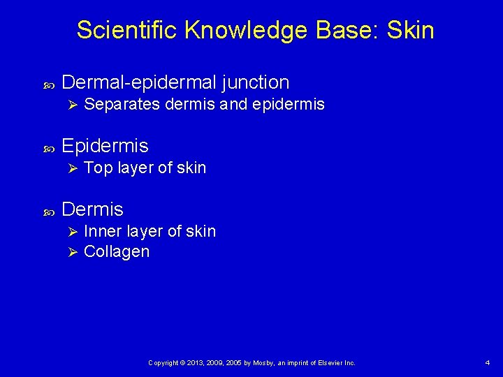Scientific Knowledge Base: Skin Dermal-epidermal junction Ø Epidermis Ø Separates dermis and epidermis Top Scientific Knowledge Base: Skin Dermal-epidermal junction Ø Epidermis Ø Separates dermis and epidermis Top