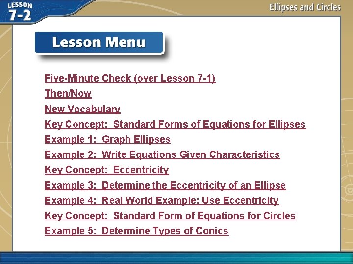 Five-Minute Check (over Lesson 7 -1) Then/Now New Vocabulary Key Concept: Standard Forms of