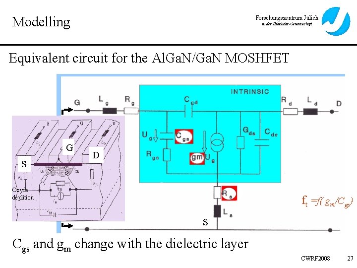 Modelling Forschungszentrum Jülich in der Helmholtz-Gemeinschaft Equivalent circuit for the Al. Ga. N/Ga. N