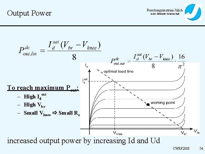 Output Power Forschungszentrum Jülich in der Helmholtz-Gemeinschaft To reach maximum Pout: – High Idsat