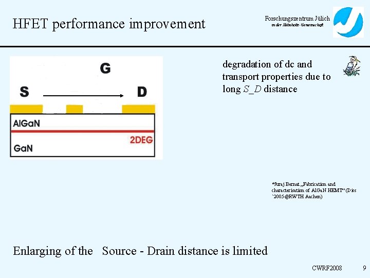 HFET performance improvement Forschungszentrum Jülich in der Helmholtz-Gemeinschaft degradation of dc and transport properties