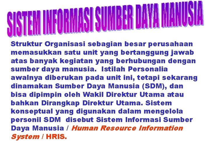 Struktur Organisasi sebagian besar perusahaan memasukkan satu unit yang bertanggung jawab atas banyak kegiatan