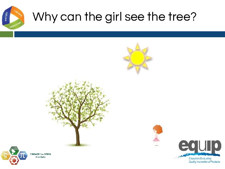 Why can the girl see the tree? 