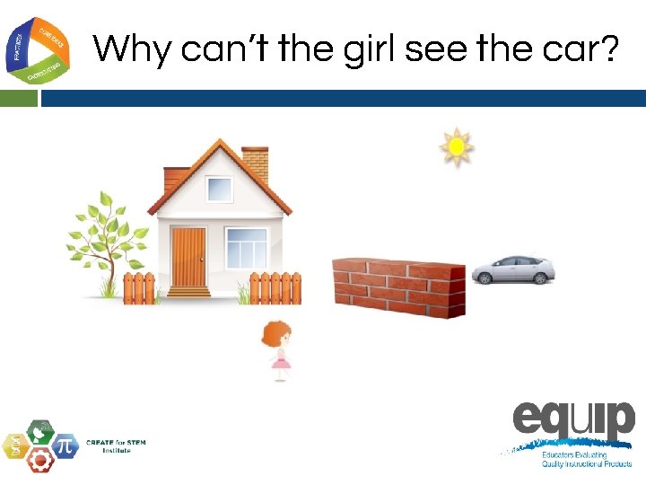 Why can’t the girl see the car? 