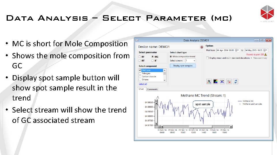 Data Analysis – Select Parameter (mc) • MC is short for Mole Composition •