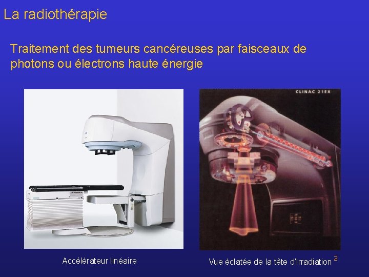 La radiothérapie Traitement des tumeurs cancéreuses par faisceaux de photons ou électrons haute énergie